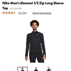 Nike Men's Element 1/2 Zip Long Sleeve Top Mens Large - Black